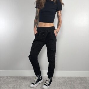Akademiks Black Cargo Joggers Unisex (Men's M) |‎ Streetwear Utility Pants